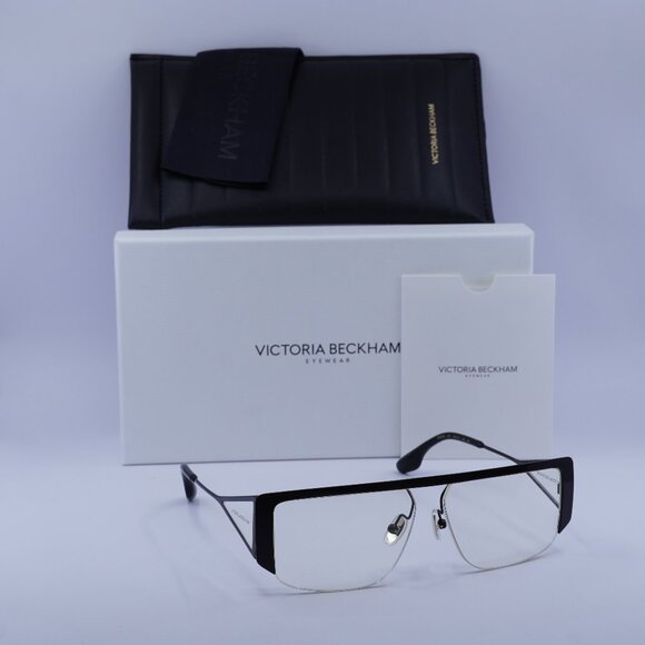 Victoria Beckham VB250S 001 Rectangle Sunglasses – Black/Gold/Transparent - Picture 1 of 9